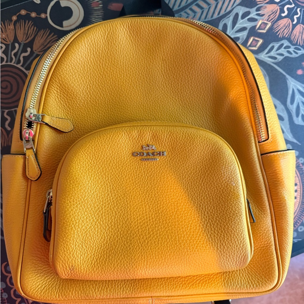 Coach Mustard Leather Backpack